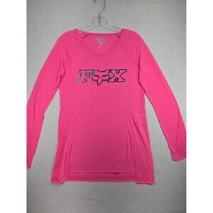 FOX Racing Women Long Sleeve T-Shirt Hot Pink Spellout Logo Small Y2K Motocross